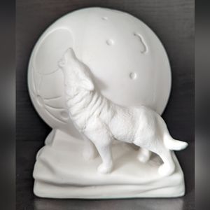 Ceramic Wolf and Moon